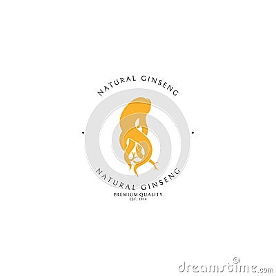 Natural ginseng. Logo template Vector Illustration